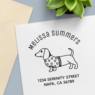 Dachshund Wiener Dog Star Sweater Arch Address Zelfinktende Stempel