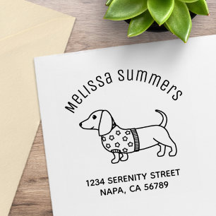 Dachshund Wiener Dog Star Sweater Arch Adres Rubberstempel