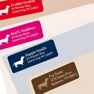 Dachshund Wiener Dog   Terugzendadres marine Etiket