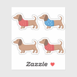 Dachshund Wiener Hond in Sweater Set van 4 Sticker