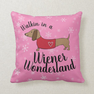 Dachshund Wiener Wonderland-Sierkussen voor Kerstm Kussen