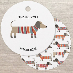 Dachshund Wiener Worst Hond gepersonaliseerd Bedankjes Labels