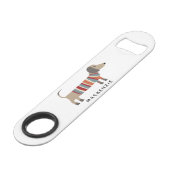 Dachshund Wiener Worst Hond gepersonaliseerd Speed Flessenopener (Voorkant Gekanteld)