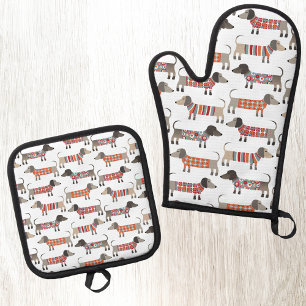 Dachshund Wiener Worst Hond Ovenwant & Pannenlap Set