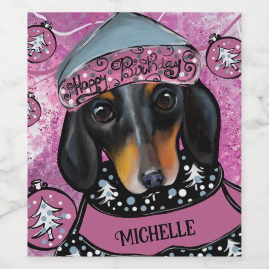 DACHSHUND WIJN ETIKET (Enkel label)