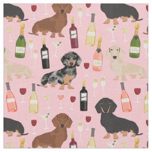 Dachshund-wijnovergooiroze Stof