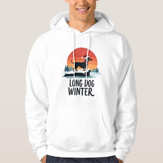 Dachshund Winter Sunset Design with Long Dog Hoodie (Voorkant)