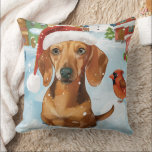 Dachshund Winter Wonderland Christmas Joy<br><div class="desc">Ce design festif reflète l'esprit joyeux de la période des fêtes, avec un adorable petit portant un chapeau de Père Noël. Le chien est niché dans un pays des merveilles hivernales, avec un bonhomme de neige, un sapin de Noël décoré et des cadeaux joliment emballés. Les flocons de neige tombent...</div>