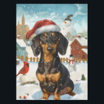 Dachshund Winter Wonderland Christmas Joy<br><div class="desc">Ce design festif reflète l'esprit joyeux de la période des fêtes, avec un adorable petit portant un chapeau de Père Noël. Le chien est niché dans un pays des merveilles hivernales, avec un bonhomme de neige, un sapin de Noël décoré et des cadeaux joliment emballés. Les flocons de neige tombent...</div>