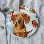Dachshund Winter Wonderland Christmas Joy<br><div class="desc">Ce design festif reflète l'esprit joyeux de la période des fêtes, avec un adorable petit portant un chapeau de Père Noël. Le chien est niché dans un pays des merveilles hivernales, avec un bonhomme de neige, un sapin de Noël décoré et des cadeaux joliment emballés. Les flocons de neige tombent...</div>
