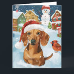 Dachshund Winter Wonderland Christmas Joy<br><div class="desc">Ce design festif reflète l'esprit joyeux de la période des fêtes, avec un adorable petit portant un chapeau de Père Noël. Le chien est niché dans un pays des merveilles hivernales, avec un bonhomme de neige, un sapin de Noël décoré et des cadeaux joliment emballés. Les flocons de neige tombent...</div>