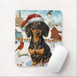Dachshund Winter Wonderland Christmas Joy<br><div class="desc">Ce design festif reflète l'esprit joyeux de la période des fêtes, avec un adorable petit portant un chapeau de Père Noël. Le chien est niché dans un pays des merveilles hivernales, avec un bonhomme de neige, un sapin de Noël décoré et des cadeaux joliment emballés. Les flocons de neige tombent...</div>