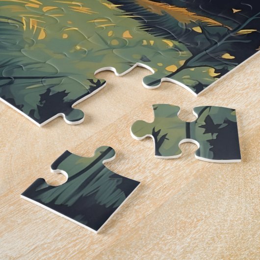 Dachshund winterbergbos tijdens zonsondergang legpuzzel (Zijkant)