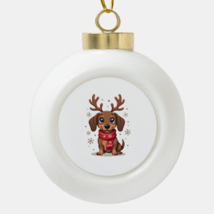 Dachshund Wintervreugde Keramische Bal Ornament