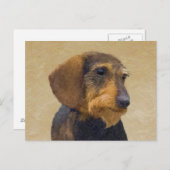Dachshund (Wirehaire) schilderende oorspronkelijke Briefkaart (Voorkant / Achterkant)