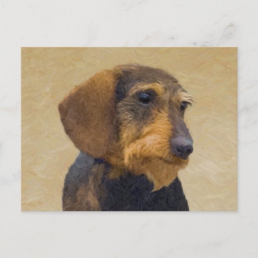 Dachshund (Wirehaire) schilderende oorspronkelijke Briefkaart (Voorkant)