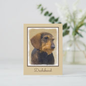 Dachshund (Wirehaire) schilderende oorspronkelijke Briefkaart (Staand voorkant)
