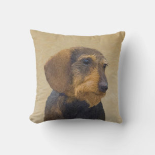 Dachshund (Wirehaire) schilderende oorspronkelijke Buitenkussen