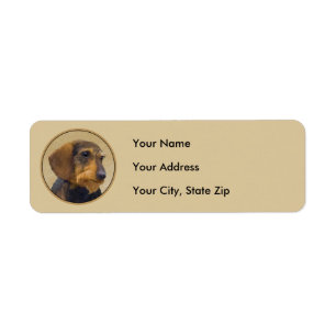 Dachshund (Wirehaire) schilderende oorspronkelijke Etiket