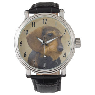 Dachshund (Wirehaire) schilderende oorspronkelijke Horloge