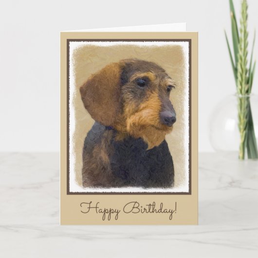 Dachshund (Wirehaire) schilderende oorspronkelijke Kaart (Voorkant)
