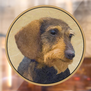Dachshund (Wirehaire) schilderende oorspronkelijke Raamsticker