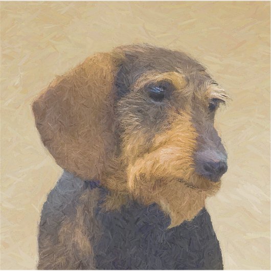 Dachshund (Wirehaire) schilderende oorspronkelijke Sticker (Voorkant)