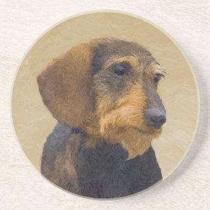 Dachshund (Wirehaire) schilderende oorspronkelijke Zandsteen Onderzetter