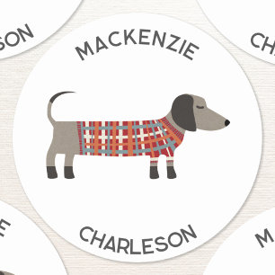 Dachshund Worst Wiener Hond Gepersonaliseerd Ronde Sticker