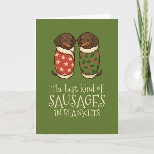 Dachshund Worstjes in Dekens Kerstmis Feestdagen Kaart