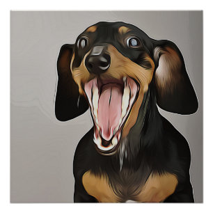 Dachshund Yawning Dachshund Birthday Poster Perfect Poster