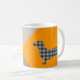 Dachshund Yellow en Deep Blauwgroen Abstract Koffiemok