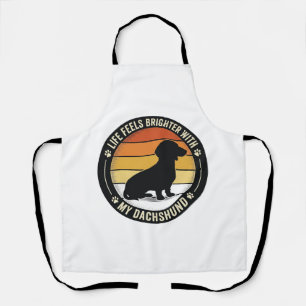 Dachshund Zonsondergang Shirt Vintage Hond Liefheb Schort