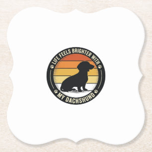 Dachshund Zonsondergang Shirt Vintage Hondenliefhe Kartonnen Onderzetters