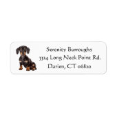 Dachshund zwart en bruin puppy hond gepersonalisee etiket (Voorkant)