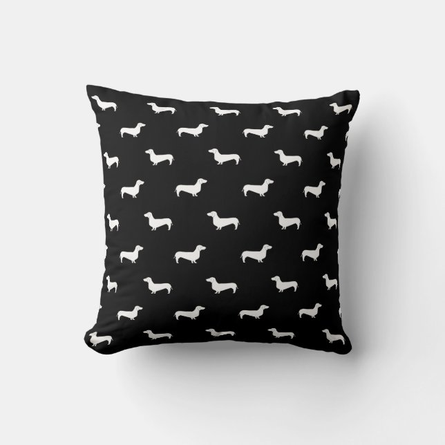 Dachshund, zwart-wit patroonkussen kussen (Voorkant)