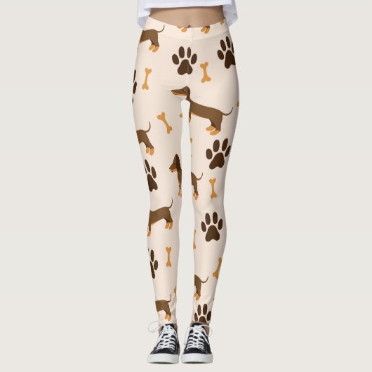 Dachshundpatroon: printontwerp leggings (Voorkant)