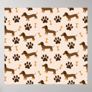 Dachshundpatroon: printontwerp poster