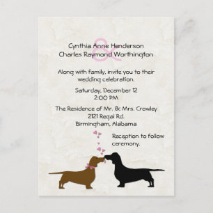 Dachshunds Aangepaste Ivoor Bruiloft Uitnodiging