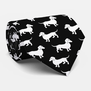 Dachshunds All Over Black en White Stropdas