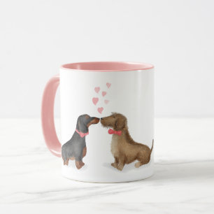 Dachshunds amoureux tasse personnalisée (deux garç