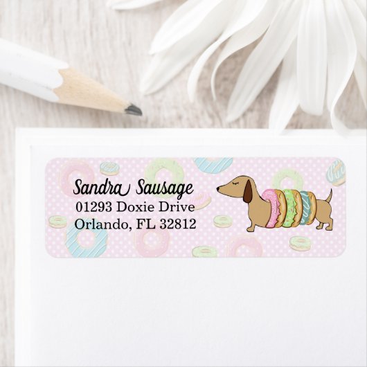 Dachshunds and Donuts Return Address Labels Doxies (Insitu)