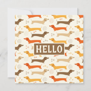 Dachshunds and Polka Dots Flat Kaart