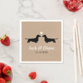 Dachshunds bruiloft paar met aangepaste tekst servetten (Insitu)
