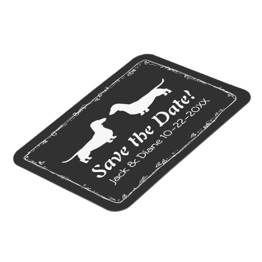 Dachshunds Bruiloft Save the Date Flexibele Magnet Magneet (Linkerzijde)