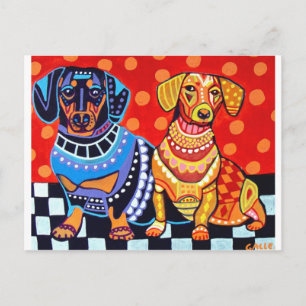 Dachshunds by Heather Galler Briefkaart