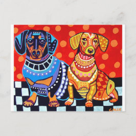 Dachshunds by Heather Galler Briefkaart