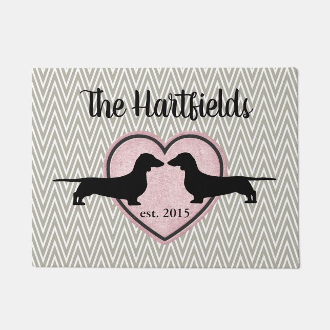 Dachshunds Chevron Pattern door Mat (Voorkant)