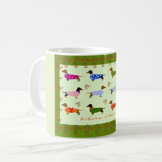 Dachshunds Christmas mug (Devant gauche)