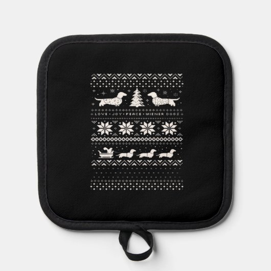 Dachshunds Christmas Sweater Pattern Classic T-Shi Pannenlap (Voorkant)